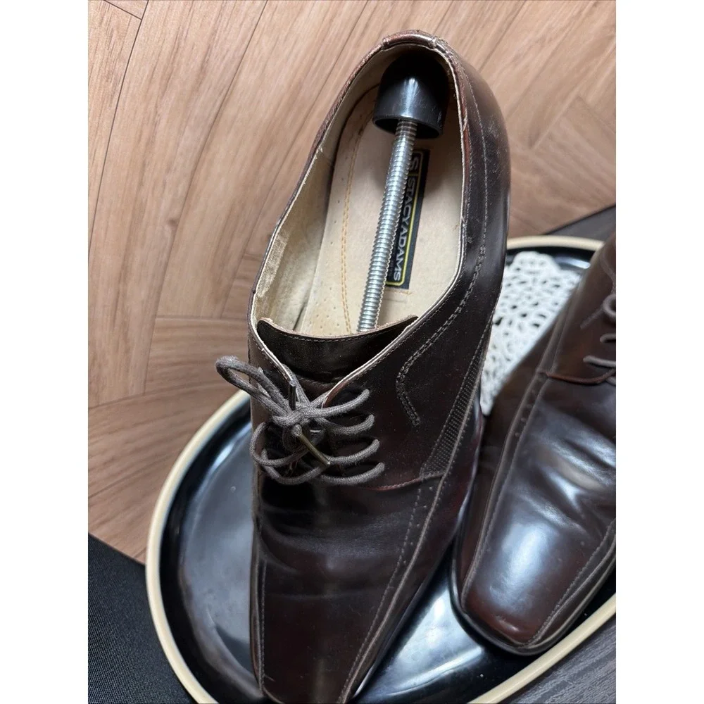 Stacy Adams Men's Brown Leather Oxford Dress Shoes Square Toe Lace Up Sz 14 W